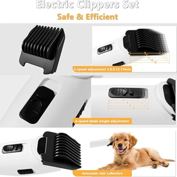 FOTING 5-in-1 Dog Grooming Vacuum | Pet Clippers + 12000Pa Suction - Picture 3 of 5